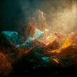 3D rendering of  an abstract background from inside a mountain. Natural organic textures