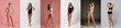 © master1305 - Full-length portraits of young beautiful different women in underwear isolated over multicolored background. Concept of natural beauty, body and skin care, fashion, ad