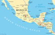 Mesoamerica, political map. Historical region and cultural area in southern North America and most of Central America, from Mexico to Costa Rica. Within this region pre Columbian societies flourished.