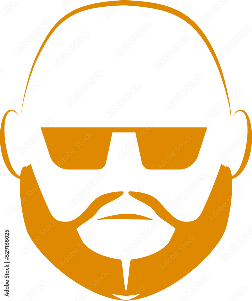Beard Bald Man Logo Outline