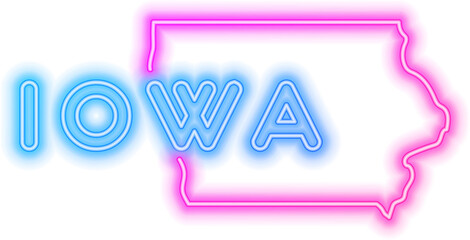 Canvas Print - Iowa Neon USA State