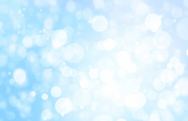 Wall Mural - white bokeh on a blue background. snowfall simulation