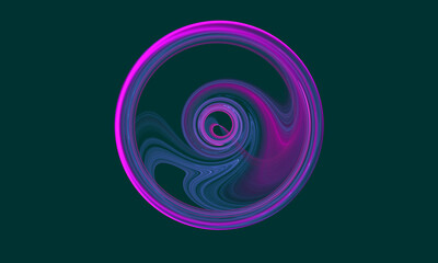 Wall Mural - Mystic 3d disk with purple violet blue stains and hole in far deep black space. Minimal artistic illustration of magic circle. Fictional fantasy great for design ideas, digital projects, cover print.