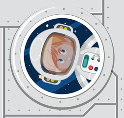 Wall Mural - Spaceship window with astronaut