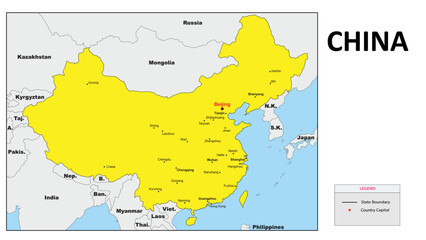  China Map. Major city map of China. Political map of China with country capital.