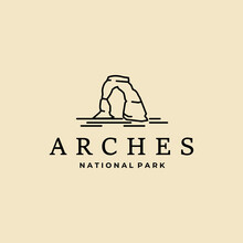 Arches National Park Logo Line Art Vector Illustration Template Graphic Design