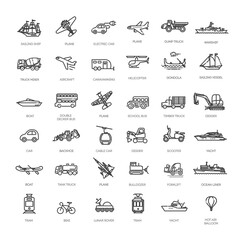 Wall Mural - Transport, vehicle and delivery elements - minimal thin line web icon set
