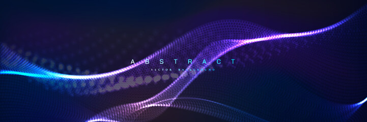 Wall Mural - abstract gradient wave of particles. wavy technology vector background.