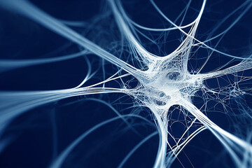 Abstract neural network,  artificial intelligence, machine learning fractal geometry, futuristic spider web, generative AI illustration