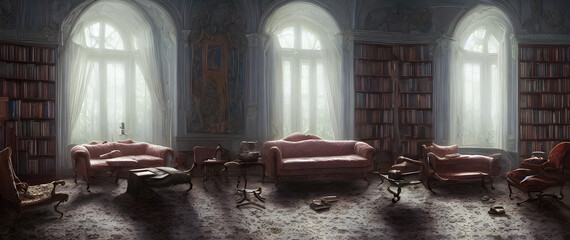 Wall Mural - Artistic concept painting of a old interior, background illustration.