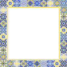 Portuguese Azulejos Tile Square Frame Border