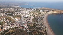 Aerial View Of The Coastline In Sagres, Algarve Region, Portugal.