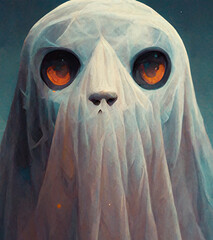 Wall Mural - scary ghost Halloween background digital art