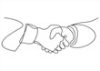 Handshake continuous line drawing. Business agreement concept