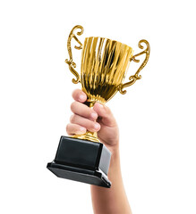 kid hand with trophy cup
