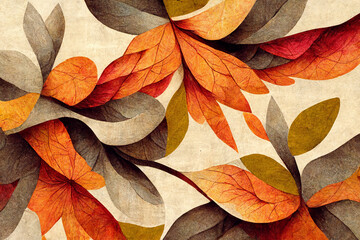 Wall Mural - colorful autumn leaves as wallpaper art