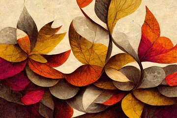 Wall Mural - autumn leaves as seasonal illustration art