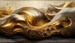 © Zaleman - Abstract wave vector art. Luxury wallpaper design for print, wall art and home decor, cover and packaging design. Gold and bronze lines in the form of waves 3D illustration
