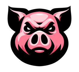 pig head icon. swine logo. animal label. piggy mascot. t shirt print.