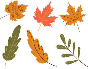 Wall Mural - tree leaves in doodle style vector
