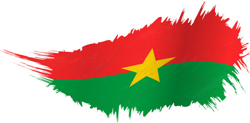 Wall Mural - Flag of Burkina Faso in grunge style with waving effect.