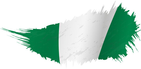 Wall Mural - Flag of Nigeria in grunge style with waving effect.