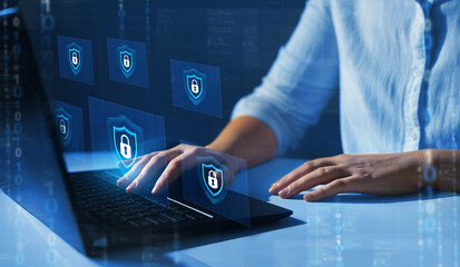 Information and cyber security Technology Services. Internet Technology.Network security system. Personal Data information.