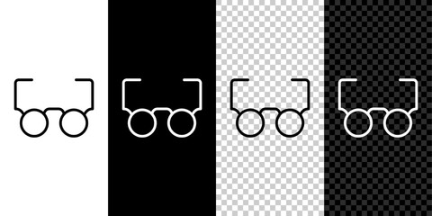 Poster - set line glasses icon isolated on black and white, transparent background. eyeglass frame symbol. ve