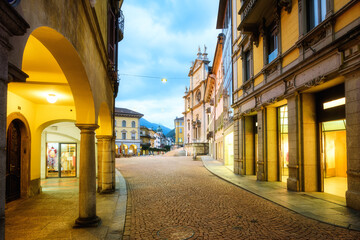 Wall Mural - Central pedestrian street in Bellinzona city's Old town, Switzerland