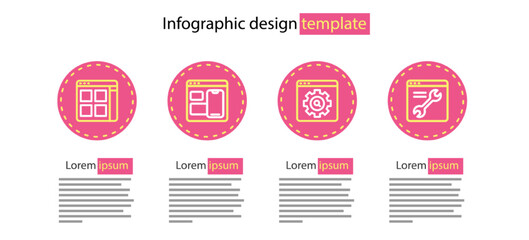 Set line Browser setting, Web developer programming code and files icon. Vector