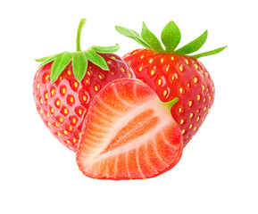Aufkleber - Isolated cut strawberries top view