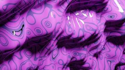 3D rendering. High quality render. A purple background of wavy shapes with oval patterns. Lumps or reliefs with waves and purple color. Template with design uses.