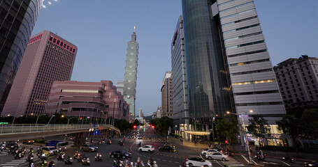 Wall Mural - Taipei city street at night