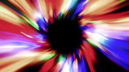 Wall Mural - Abstract colorful hyperspace tunnel through space time vortex. Motion. Sci Fi interstellar space travel through wormhole.