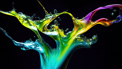 Fototapete - Colorful Paint in Motion. Composition of liquid paint pattern for projects on design, creativity and imagination to use as wallpaper for screens and devices