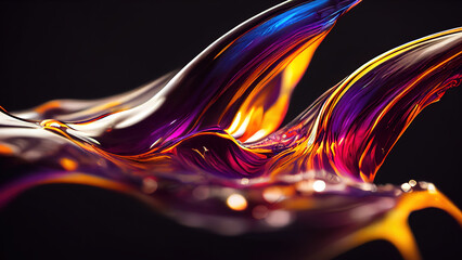 Fototapete - Colorful Paint in Motion. Composition of liquid paint pattern for projects on design, creativity and imagination to use as wallpaper for screens and devices