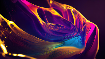 Fototapete - Colorful Paint in Motion. Composition of liquid paint pattern for projects on design, creativity and imagination to use as wallpaper for screens and devices