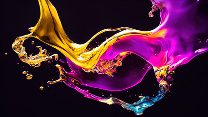 Fototapete - Colorful Paint in Motion. Composition of liquid paint pattern for projects on design, creativity and imagination to use as wallpaper for screens and devices