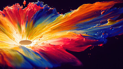 Fototapete - Colorful Paint in Motion. Composition of liquid paint pattern for projects on design, creativity and imagination to use as wallpaper for screens and devices