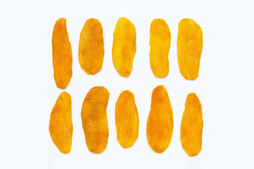 Wall Mural - Dried mango on white background