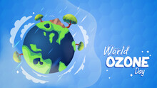 Vector Illustration. The Ozone Layer Protects The Earth, World Ozone Day Celebration