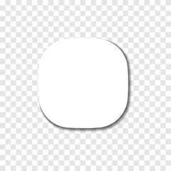 Wall Mural - Blank Modern Rounded Square White Button With Shadow Transparent Background Mockup Template Vector Illustration