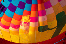 Flames Heat The Air Trapped In A Hot Air Balloon Prior To Lift Off