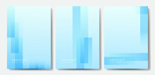 Minimal Light Blue Gradient Cover Backgrounds Vector Set With Modern Light Blue Shape. Modern Wallpaper Design For Presentation, Posters, Cover, Website And Banner