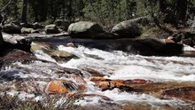 Merced River Flowing Rapids Flowing Over Rocks Yosemite National Park California
