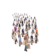 Wall Mural - a line of people with shopping bags isolated