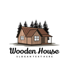 Wooden Cabin House Illustration Design Vector