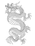 Fototapeta Sypialnia - Oriental dragon illustration Chinese Japanese Korean style transparent background and ascending long dragon line