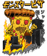 MONSTER PIZZA, TRANSPARANT T-shirt DESIGN, READY FOR PRINT