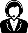 business woman with headset. support / help center operator icon	(png)
